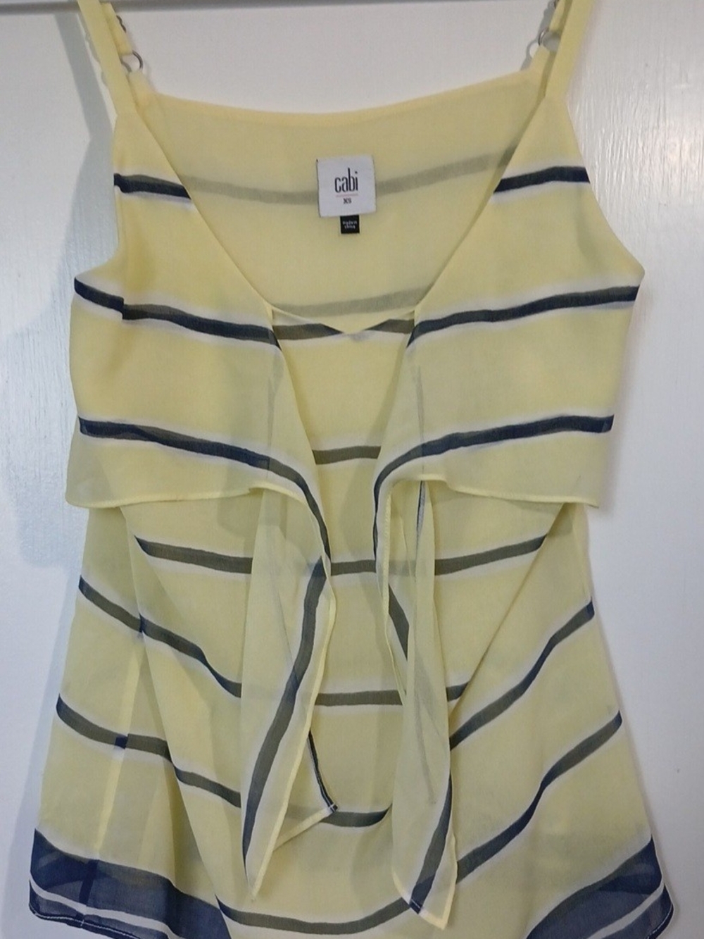 CAbi XS Sheer Striped Tie-Front Tank Top